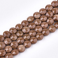 Synthetic Goldstone Beads Strands, Faceted, Flat Round, 6~6.5x4~5mm, Hole: 1mm, about 61~67pcs/strand, 14.9 inch~15.1 inch(G-T108-46)