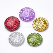Resin Cabochons, with Glitter Powder, Dome/Half Round, Mixed Color, 16x5mm(CRES-Q197-50)
