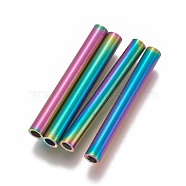 Ion Plating(IP) 304 Stainless Steel Tube Beads, Rainbow Color, 25x3mm, Hole: 1.8mm(STAS-L216-23B-M)