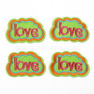 Computerized Embroidery Cloth Iron on/Sew on Patches, Appliques, Costume Accessories, Word Love, Light Green, 39x61x1mm(DIY-S040-092)
