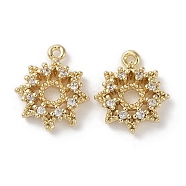Brass Micro Pave Clear Cubic Zirconia Charms, Sun, Real 18K Gold Plated, 13.5x11.5x3.5mm, Hole: 1mm(KK-G491-12G)