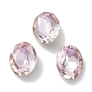 Glass Rhinestone Cabochons, Point Back & Back Plated, Faceted, Oval, Light Peach, 10x8x4.5mm(RGLA-G020-02A-D508)