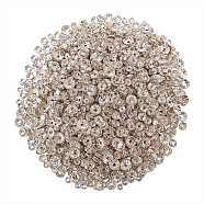 1500Pcs 3 Size Iron Rhinestone Spacer Beads, for Jewelry Craft Making Findings, Grade A, Rondelle, Crystal, Platinum, 6~10x3~4mm, Hole: 1.5mm, 500pcs/Size(sgRB-SZ0001-01B)
