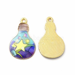 Alloy Printed Pendants, Cadmium Free & Nickel Free & Lead Free, Bulb, Colorful, 28x17x2mm, Hole: 1.8mm(PALLOY-D581-02F)