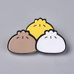 Acrylic Badges Brooch Pins, Cute Lapel Pin, for Clothing Bags Jackets Accessory DIY Crafts, Steamed Stuffed Bun, Colorful, 30x48x8.5mm, Pin: 0.8mm(JEWB-E676-66)