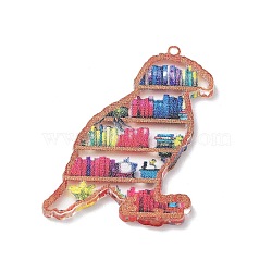 Acrylic Pendant, Book Charm, Parrot, 40x28.5x2mm, Hole: 1.2mm(OACR-H032-05A)