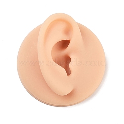 Right Soft Silicone Ear Displays Mould, Earrings Ear Stud Display Teaching Tools for Piercing Suture Acupuncture Practice, PeachPuff, 6.4x2.5cm(ODIS-NH0001-02F)