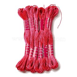 6 Skeins 6-Ply Embroidery Foss, Luminous Polyester Cord, Embroidery Thread, Red, 0.5mm, 8m/skein(LUMI-PW0004-038F)
