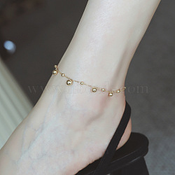 316L Surgical Stainless Steel Charm Anklets for Women, Golden, Round, 7-1/2 inch(190mm)(FS-WG47470-33)