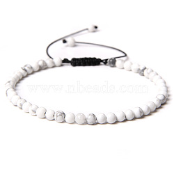 Adjustable Women's Howlite Beaded Bracelet, with Simple and Versatile Hand-wove Bead, Show in Picture(CN3407-47)