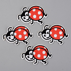 Computerized Embroidery Cloth Iron on/Sew on Patches, Appliques, Costume Accessories, Ladybug, Red, 43x66x1.5mm(DIY-S040-032)