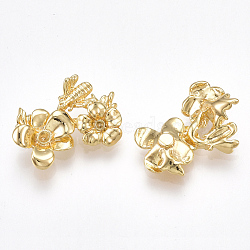 (Holiday Stock-Up Sale)Brass Cabochon Rhinestone Settings, Flower, Nickel Free, Real 18K Gold Plated, Fit for 1~1.5mm Rhinestone, 17x12.5x5mm(KK-T038-90G)