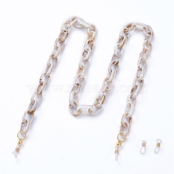 (Holiday Stock-Up Sale)Eyeglasses Chains, Face Mask Chains, Neck Strap for Eyeglasses, with Imitation Gemstone Style Acrylic Paperclip Chains, Alloy Lobster Claw Clasps and Rubber Loop Ends, Linen, 30.11 inch(76.5cm)(AJEW-EH00071-05)