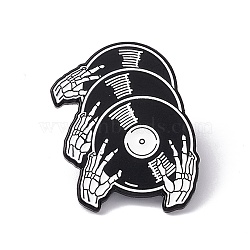 Punk Musical Instruments Enamel Pin, Electrophoresis Black Alloy Brooch for Backpack Clothes, Skull Pattern, 30x25x2mm, Pin: 1.2mm(JEWB-A005-05-04)