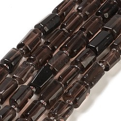 Natural Smoky Quartz Beads Strands, with Seed Beads, Faceted, Column, 5.5~7.5mm, Hole: 0.7mm, about 26~33pcs/strand, 15.67''~16.46''(39.8~41.8cm)(G-M403-B30)