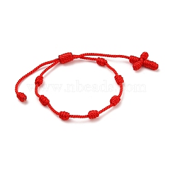 Adjustable Nylon Threads Braided Bracelets, Red String Bracelets, Cross, Red, Inner Diameter: 1-3/4~3-3/8 inch(4.5~8.5cm)(BJEW-JB05582-03)