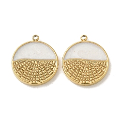 304 Stainless Steel Enamel Pendants, Golden, Flat Round, 18.5x16x2.5mm, Hole: 1.4mm(STAS-I322-87G-03)