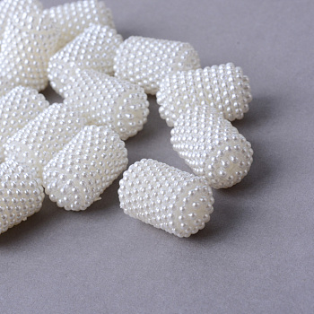Acrylic Imitation Pearl Beads, Berry Beads, Combined Beads, Column, Creamy White, 21x13mm, Hole: 2mm