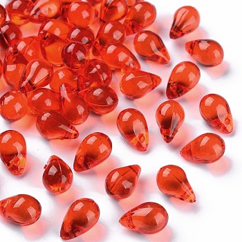 Transparent Acrylic Charms, Teardrop, Red, 13.5x8.5mm, Hole: 1.6mm, about 1000pcs/500g