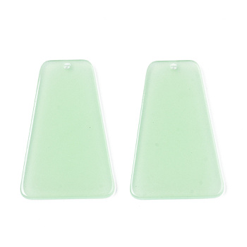 Translucent Cellulose Acetate(Resin) Pendants, Solid Color, Trapezoid, Light Green, 41.5x26.5x2.5mm, Hole: 1.5mm