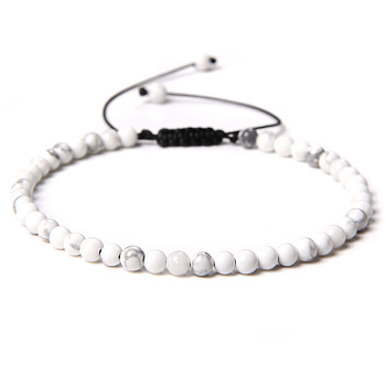 Adjustable Women's Howlite Beaded Bracelet, with Simple and Versatile Hand-wove Bead, Show in Picture