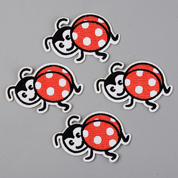 Computerized Embroidery Cloth Iron on/Sew on Patches, Appliques, Costume Accessories, Ladybug, Red, 43x66x1.5mm