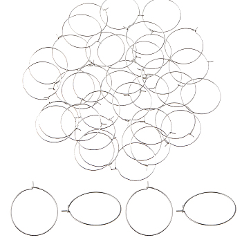 200pcs 316 Surgical Stainless Steel Hoop Earring Findings, Wine Glass Charms Findings, Stainless Steel Color, 25x0.7mm, 21 Gauge
