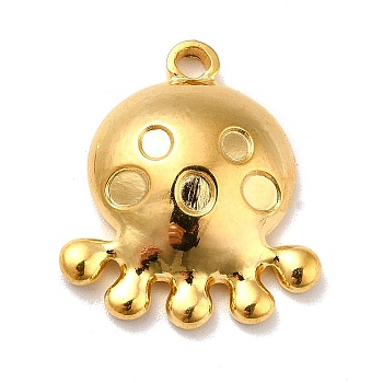 Ion Plating(IP) 304 Stainless Steel Pendants, Octopus Charms, Real 18K Gold Plated, 20x17.5x5mm, Hole: 2mm