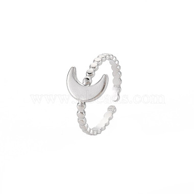 304 Stainless Steel Moon Open Cuff Ring for Women(RJEW-S405-224P)-3