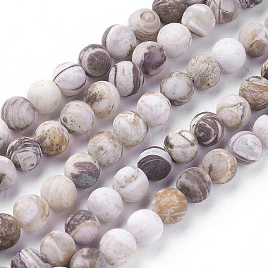 Chapelets de perles en bois pétrifié amérique naturelle(G-P430-03-B)-2