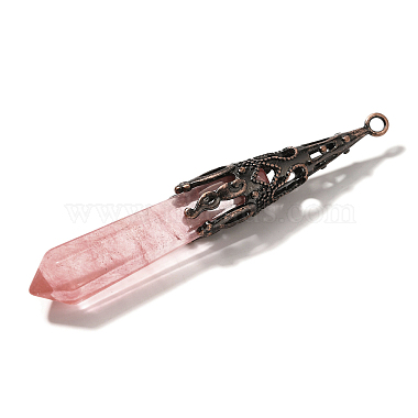 Cherry Quartz Glass Pointed Big Pendants(G-P560-02R-07)-2