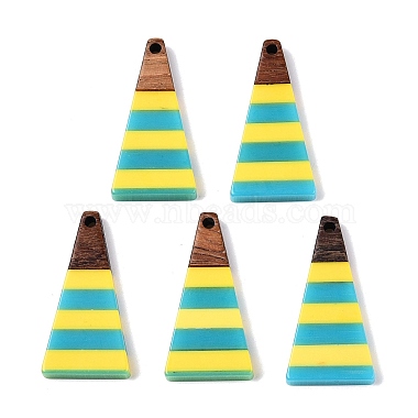 Yellow Triangle Resin+Wood Pendants