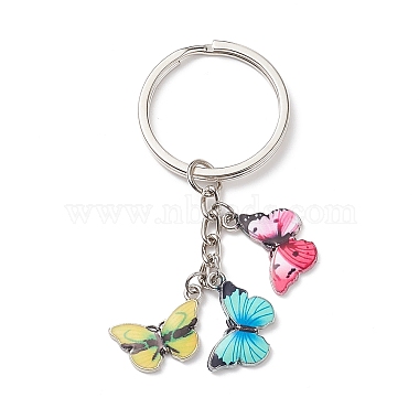 3Pcs Colorful Butterfly Alloy Enamel Pendant Keychain(KEYC-JKC00388)-2