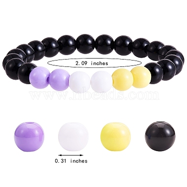 Acrylic Round Beaded Stretch Bracelet for Women(BJEW-SW00066-01)-7