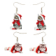 ANATTASOUL 2 Pairs 2 Style Christmas Hat with Cat Acrylic Dangle Earrings(EJEW-AN0002-37)-1