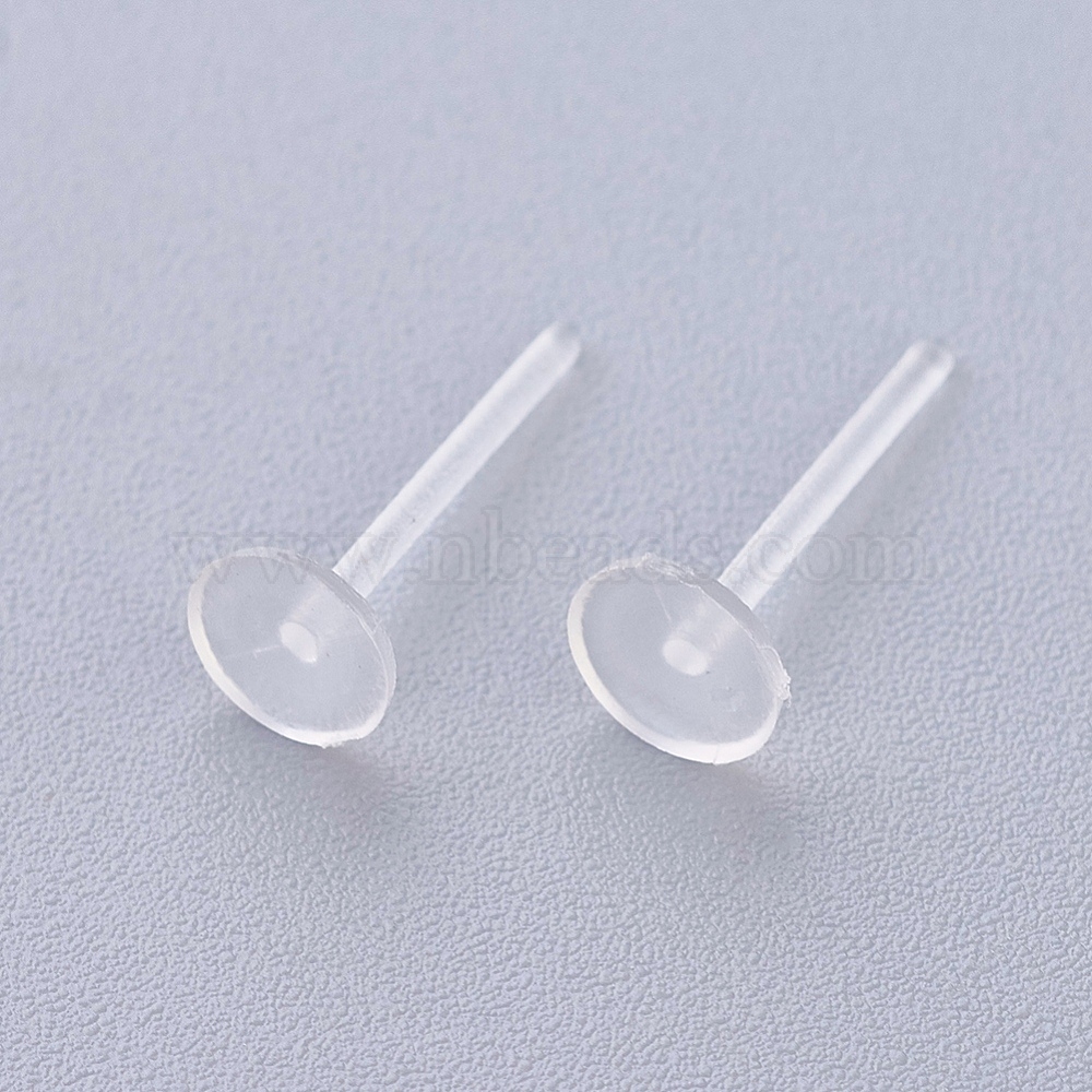 Plastic Stud Earring Findings Flat Round Clear 12x5mm Pin 1mm about  1000pcsbag