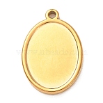 304 Stainless Steel Pendant Cabochon Settings, Non-open Back Settings, Golden, Oval, 23x16x2mm, Hole: 1.6mm(STAS-Z204-04G-08)