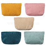 5Pcs 5 Colors Corduroy Cosmetic Pouches, Makeup Zipper Bags, Clutch Bags for Women, Rectangle, Mixed Color, 140x195x6mm, 1pc/color(MRMJ-GL0001-22)