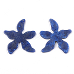 Cellulose Acetate(Resin) Pendants, with Glitter Powder, Flower, Blue, 45x40.5x3mm, Hole: 1.4mm(X-KY-S157-11C)