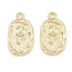 Alloy Pendants, Oval with Tulip Pattern Charms, Long-Lasting Plated, Rack Plating, Golden, 20.5x12x2mm, Hole: 2mm(AL-CBA415D-21G)