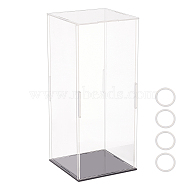 Rectangle Transparent Acrylic Minifigures Display Boxes with Black Base, for Models, Building Blocks, Doll Display Holders, Clear, 11x11x25.5cm(ODIS-WH0030-51D)