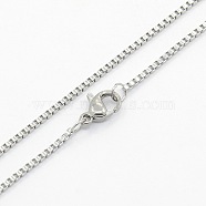 Unisex 304 Stainless Steel Box Chain Necklaces, with Lobster Claw Clasps, Stainless Steel Color, 17.7 inch(45cm)(STAS-O037-71P)