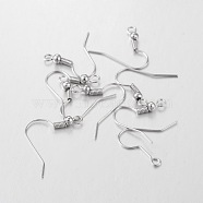 Iron Earring Hooks, with Horizontal Loop, Platinum, 17~19x18mm, Hole: 2mm, Pin: 0.6mm(X-E135)