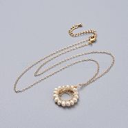 Natural Freshwater Pearl Pendant Necklaces, with Brass Cable Chains and Cardboard Jewelry Set Boxes, Real 18K Gold Plated, 18.3 inch(46.5cm)(NJEW-JN02471)