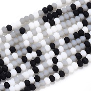 Faceted Glass Beads Strands, Frosted, Rondelle, Black, 2.5~3.2x1.8~2.6mm, Hole: 0.8mm, about 185~186pcs/Strand, 15.55~15.75 inch(39.5~40cm)(X-GLAA-F106-B-F08)