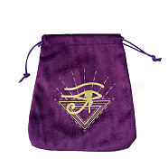 Velvet Tarot Cards Storage Drawstring Bags, Tarot Desk Storage Holder, Purple, Eye of Ra Pattern, 16.5x15cm(ZODI-PW0002-03B-02)