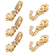 6Pcs Brass Micro Pave Clear Cubic Zirconia Fold Over Clasps, Cadmium Free & Nickel Free & Lead Free, Real 18K Gold Plated, Clasp: 7.5x4x3mm, Hole: 1.2mm(KK-BC0010-34)