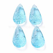 Transparent Handmade Bumpy Lampwork Beads, Teardrop, Light Sky Blue, 23x11.5x6mm, Hole: 1.5mm(LAMP-T017-13F)