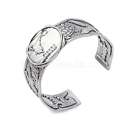 Constellation Alloy Open Cuff Bangles for Women Men, Antique Silver, Pisces, Inner Diameter: 2-1/2 inch(6.2cm), 20~31mm(BJEW-C064-01AS-03)