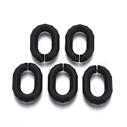 Spray Painted CCB Plastic Linking Rings, Quick Link Connectors, For Jewelry Cable Chains Making, Oval, Faceted, Black, 26x18x5.5mm, Inner Diameter: 8x15mm(CCB-R104-15-01)